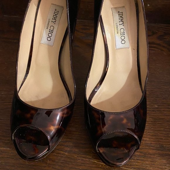 Jimmy Choo Tortoise Shell Patent Leather Pumps - Picture 1 of 9